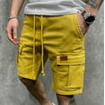 thumbnail image 3 of Abcnature Men's Athletic Shorts, Sports Gym Running Short Pants, Men's Casual Sport Fit Running Joggers Pocket Sweats Shorts, Cargo Casual Hiking Shorts Yellow M, 3 of 3