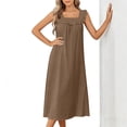 thumbnail image 4 of Ohufall Nightdress for Women Square Neck Ruched Solid Color Maxi Dress Sleeveless Loungewear & Sleepwear Long Dress, 4 of 8