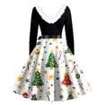 thumbnail image 3 of Women's Christmas Printed Long Sleeve V Neck Plus Size Evening Prom Dresses, 3 of 3
