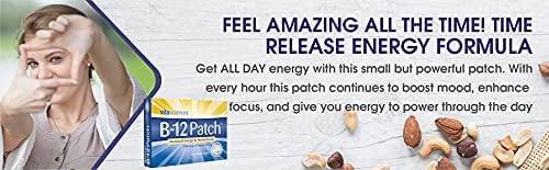 Vita Sciences Vitamin B12 Patch – 1000mcg B12 + 200mcg Selenium – Vegan Weekly Patch – 4 Count Box – Energy, Focus, Mood & Metabolism Support