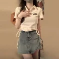 thumbnail image 4 of Top corto estilo americano con cuello tipo polo y mangas cortas para mujer, diseño nuevo de verano 2023, estilo Sensibility Niche Sweet Spicy Girl, 4 of 4