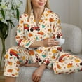 thumbnail image 6 of Pajama Sets for Women 2 Pcs, Pumpkins On Red Car And Tractor Button Down Long Sleeve Sleepwear Lounge PJ Sets, 6 of 6