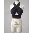 thumbnail image 1 of Women Summer Halter Vest Hollow Out Cross Strap Hanging Neck Backless Crop Tops Solid Color Bandage Slim Tank T-Shirt, 1 of 6