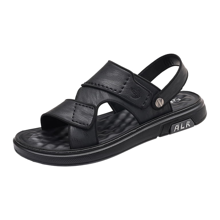 Slip on Sandals for Men Black Leather Trendy Slingback Work  display picture 1