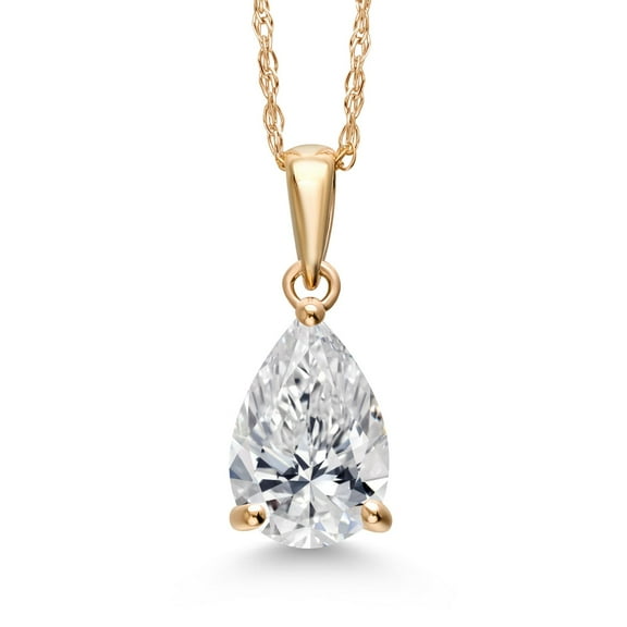 Gem Stone King 1 Ct Pear Shape 14K Yellow Gold IGI Certified Lab Grown Diamond Pendant Necklace | F-G Color | VS Clarity | Gold Necklace for Women | With 18 inch Gold Chain