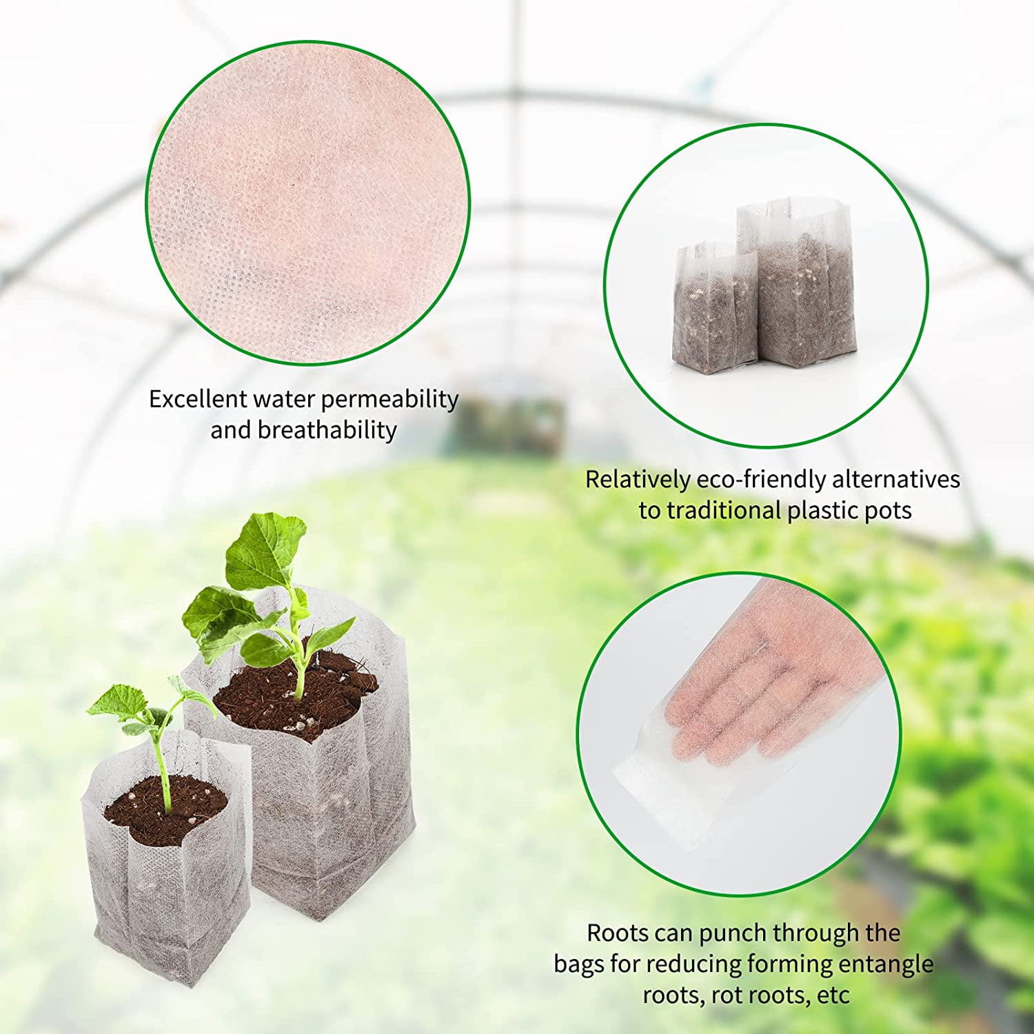 CSPARKV Lot De 200 Sacs De Culture Non Tissés Biodégradables Pour