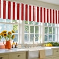 thumbnail image 4 of 2 Pack Red and Valance for Window White Striped Geometric Kitchen Valance Rod Pocket Short Curtain Topper Decorative Window Treatment for Living Room Bedroom 42"x12", 4 of 8