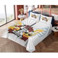 thumbnail image 4 of Ambesonne Rocker Emoji Fitted & Top Sheet Set with Shams, Crazy Face Guitar Rose, Pale Grey Mustard Coral, 4 of 5