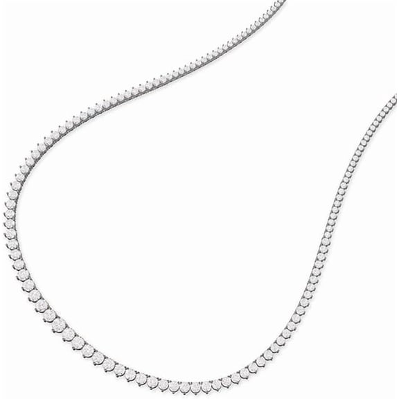 5 Carat TW Round Lab Grown Diamond Graduated 3 Prong Tennis Necklace in 14K White Gold - 18 Inch
