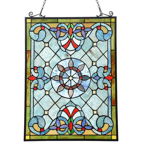 RADIANCE Goods Tiffany-Style Victorian Design Window Panel 18" x 25"