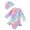 thumbnail image 7 of Girls One Piece Swimsuits Mermaid Swimsuit for Girls Long Sleeve Swimsuit 3T Swimsuit Girls 4T Bathing Suits for Girls, 7 of 7