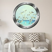 VWAQ Seagulls Wall Decal Flock Of Seagull Wall Stickers Porthole Peel And Stick VWAQ-SP37 (14" Diameter)