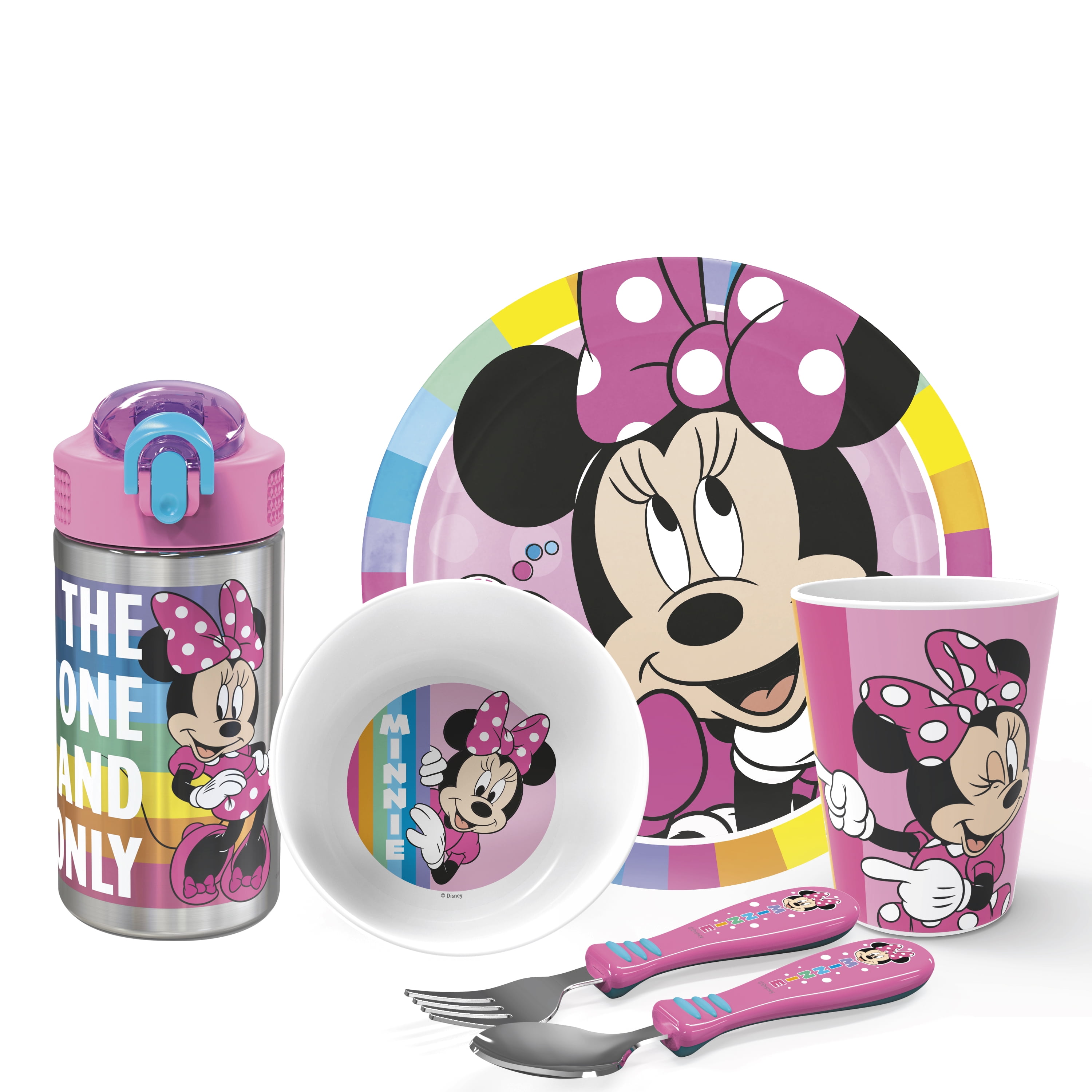Kid Bowl+Chopsticks+Spoon Set Flatware For Kid Minnie/Mickey Mouse Dinning Gift 