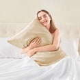 thumbnail image 2 of Satin Silk Pillowcase for Hair and Skin,Champagne Pillow Cases Standard Size Set of 2 Pack, Super Soft Pillow Case with Envelope Closure (20x40 Inches, 2 of 4