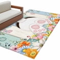 thumbnail image 2 of Easter 3'x5' Washable Rug, Spring Watercolor Bunny Eggs Wood Grain Teal Blue Non-Slip Area Rugs for Entryway Kitchen Classroom, StainResistant Dorm Throw Carpet, Low Pile Soft Indoor Floor Mat, 2 of 9