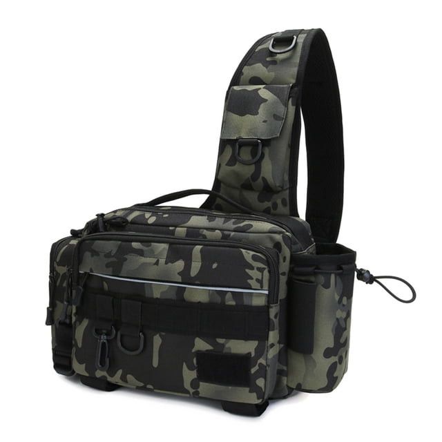 Sac d'Équipement de Pêche Multifonctionnel Sac d'Épaule de Pêche Imperméable Sac de Taille Sac de Rangement pour Moulinet et Appâts de Pêche