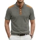 thumbnail image 2 of Ceisia Men's Loose Fit Ribbed Polo Shirt Short Sleeve Stand Collar Color Block Casual Daily Summer Tops Gray XXL Gifts, 2 of 4