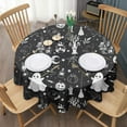 thumbnail image 3 of Black and White Halloween Elements Pattern Round Tablecloth 60"x60",Wrinkle Wipeable Table Cloth for Kitchen Dining Room Picnic Patio Party, 3 of 6