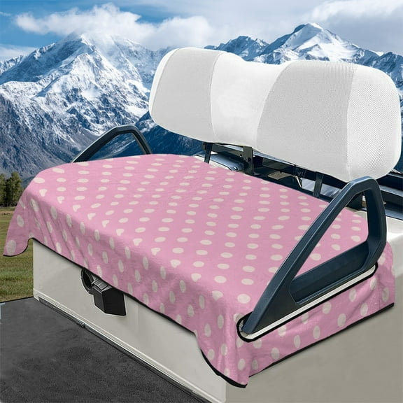Yuyamidu Pink Polka Dots Golf Cart Seat Cover for 2 Seats Flannel Golf Cart Seat Blanket Winter Universal Golf Cart Accessory