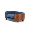 thumbnail image 6 of Pefilos 26" Elevated Pet Dog Bed with Solid Wood Legs and Walnut Bent Wood Back, Cashmere Cushion, Pet Sofa for Indoors Dogs, Dark Blue, 6 of 10