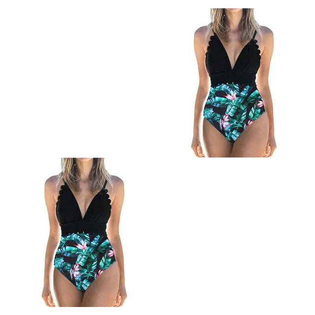 Advancent Traje de baño sin mangas para mujer, traje de baño de poliéster con escote en V profundo para fiesta, ropa de playa para mujer, Type1 NO1