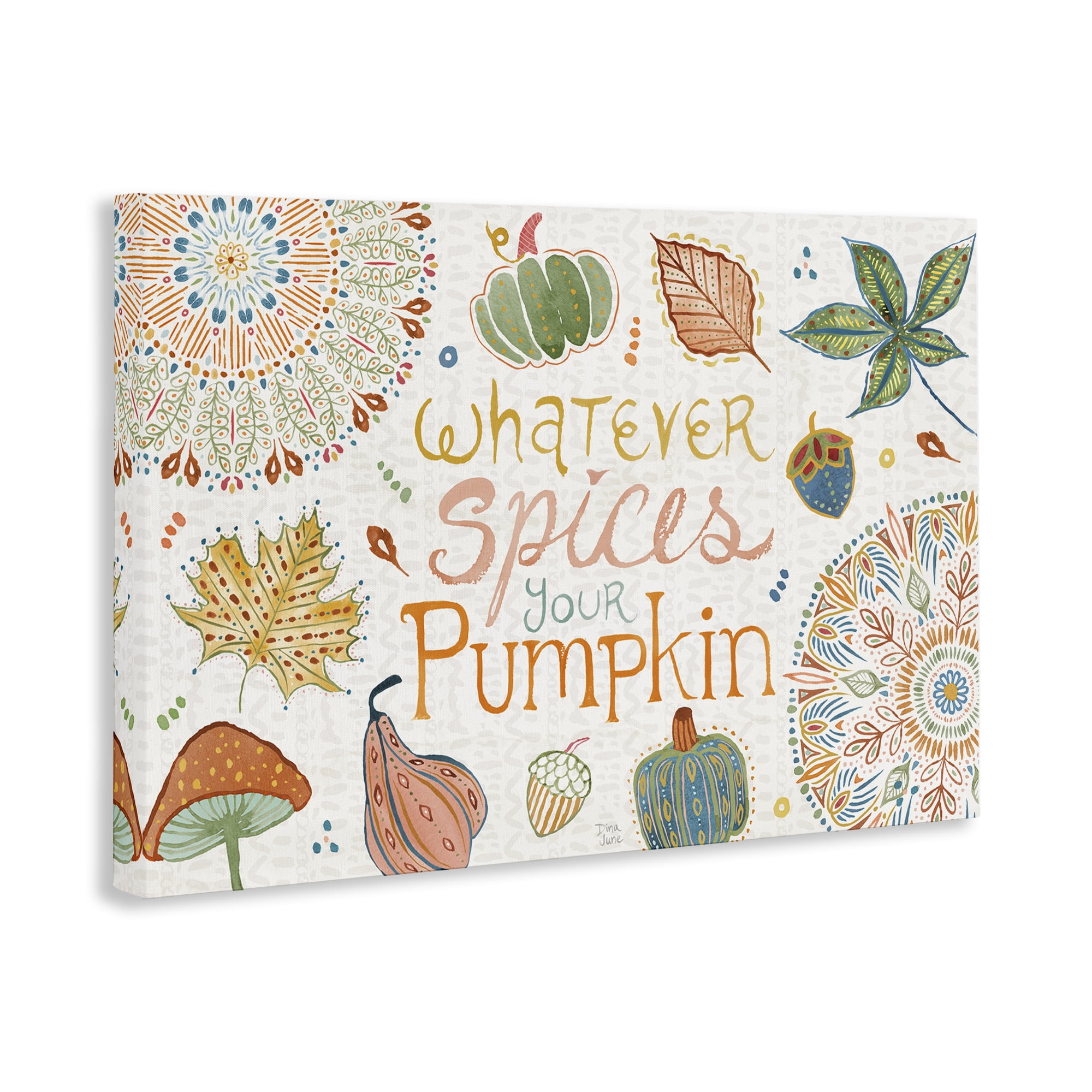Stupell Industries Whatever Spices Your Pumpkin Holiday Painting Gallery Wrapped Canvas Art Prints Wall Art, 45 x 30