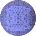 thumbnail image 1 of Ahgly Company Machine Washable Indoor Round Oriental Blue Traditional Area Rugs, 3' Round, 1 of 4