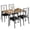 Retro color, variant on 5-Piece Dining Table Set for 4 – Rectangular Wood Grain Table with 4 Upholstered Chairs – Modern Dining Furniture Ideal for Apartment, Kitchen, or Breakfast Nook, Compact Design