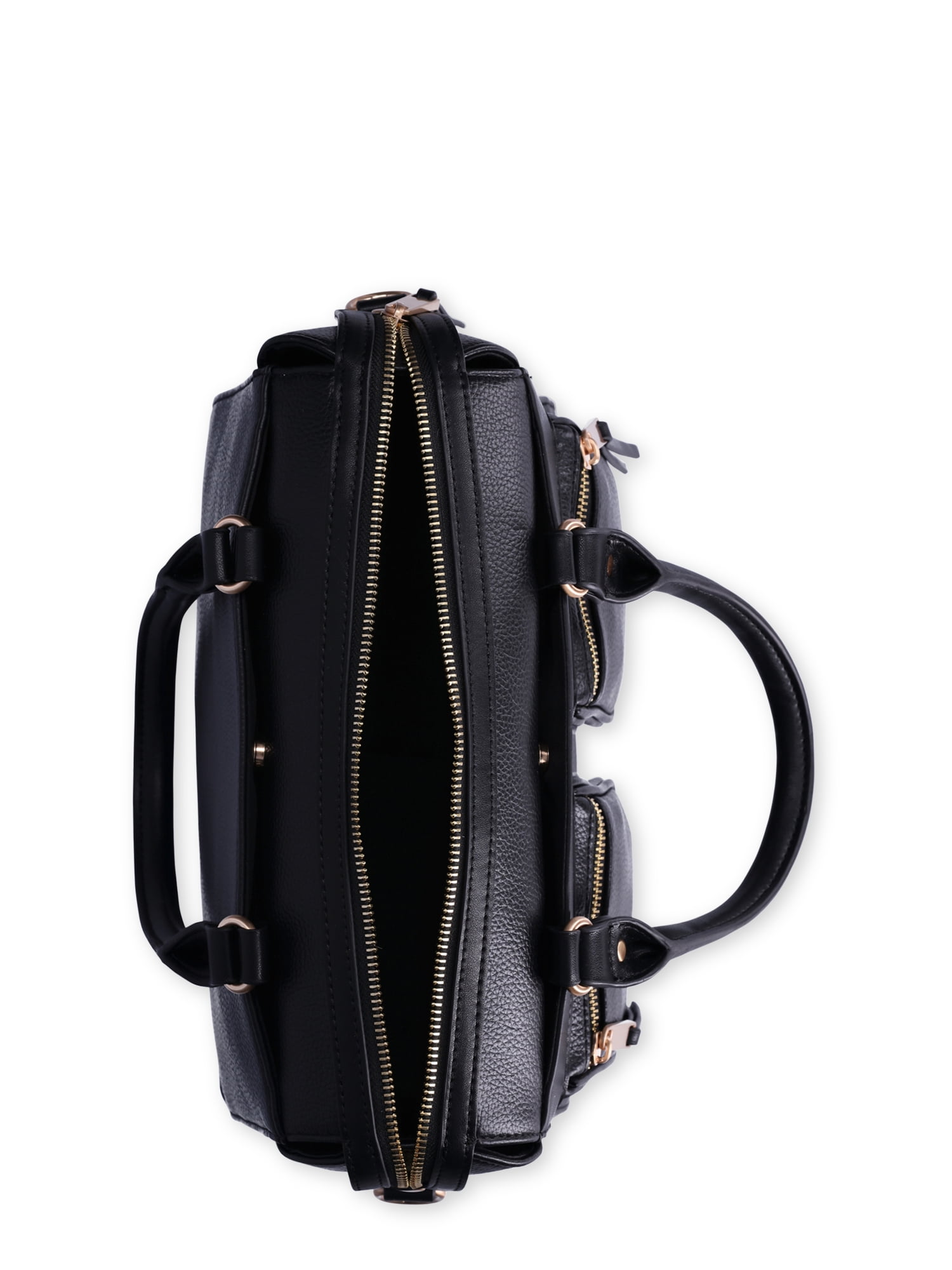 Time and Tru Women's Beckett Satchel Handbag, Black