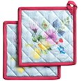 thumbnail image 1 of Jardin D'Ete 100% Cotton Set of 2 Pot Holders with Loop Heat Resistant for BBQ | Cooking | Baking | Grilling | Microwave | Barbecue | Spring/Summer (Mint, 8 Inch by 8 Inch), 1 of 8