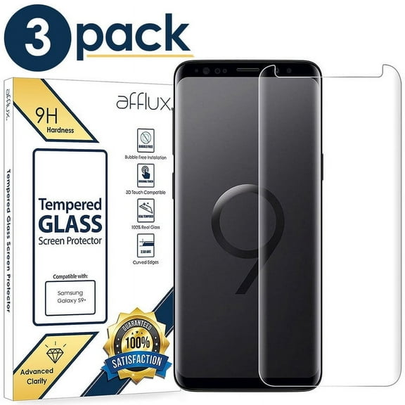 Freedomtech Full Cover Tempered Glass Screen Protector for Samsung Galaxy S9 Plus (3-Pack, Clear)