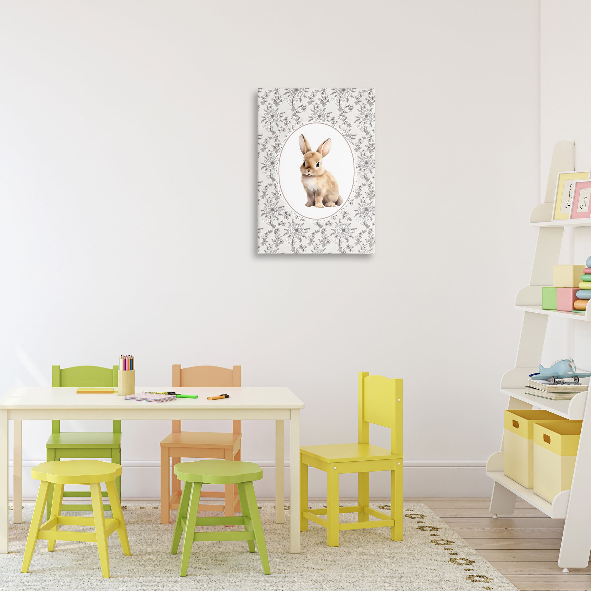 Stupell Industries Mauve Botanical Bunny Canvas Wall Art, design by Ink Drop Loft