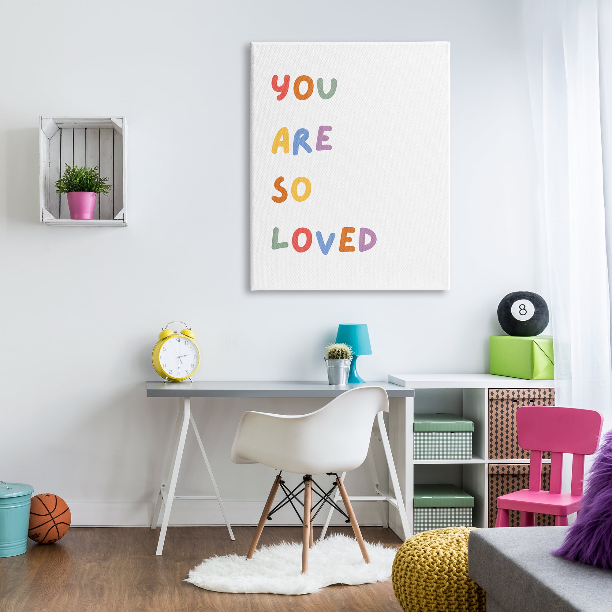 Stupell Industries So Loved Minimal Phrase Inspirational Painting Gallery Wrapped Canvas Art Print Wall Art, 36 x 48