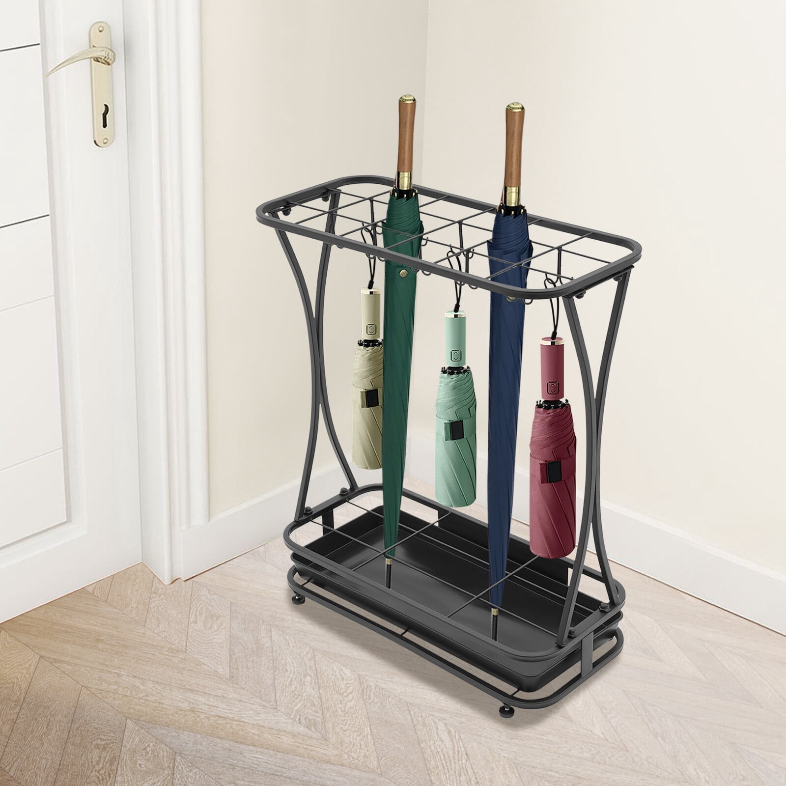 1 PCS Black Umbrella Holder Stand Umbrella Rack Organizer Free Standing Umbrella Organizer 18 Slots