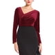 thumbnail image 1 of INSPIRAR CHIC Blusa de Fiesta Ajustada para Mujeres con Cuello Arrugado Asimétrico de Manga Larga de Terciopelo 2XL Rojo Vino, 1 of 5