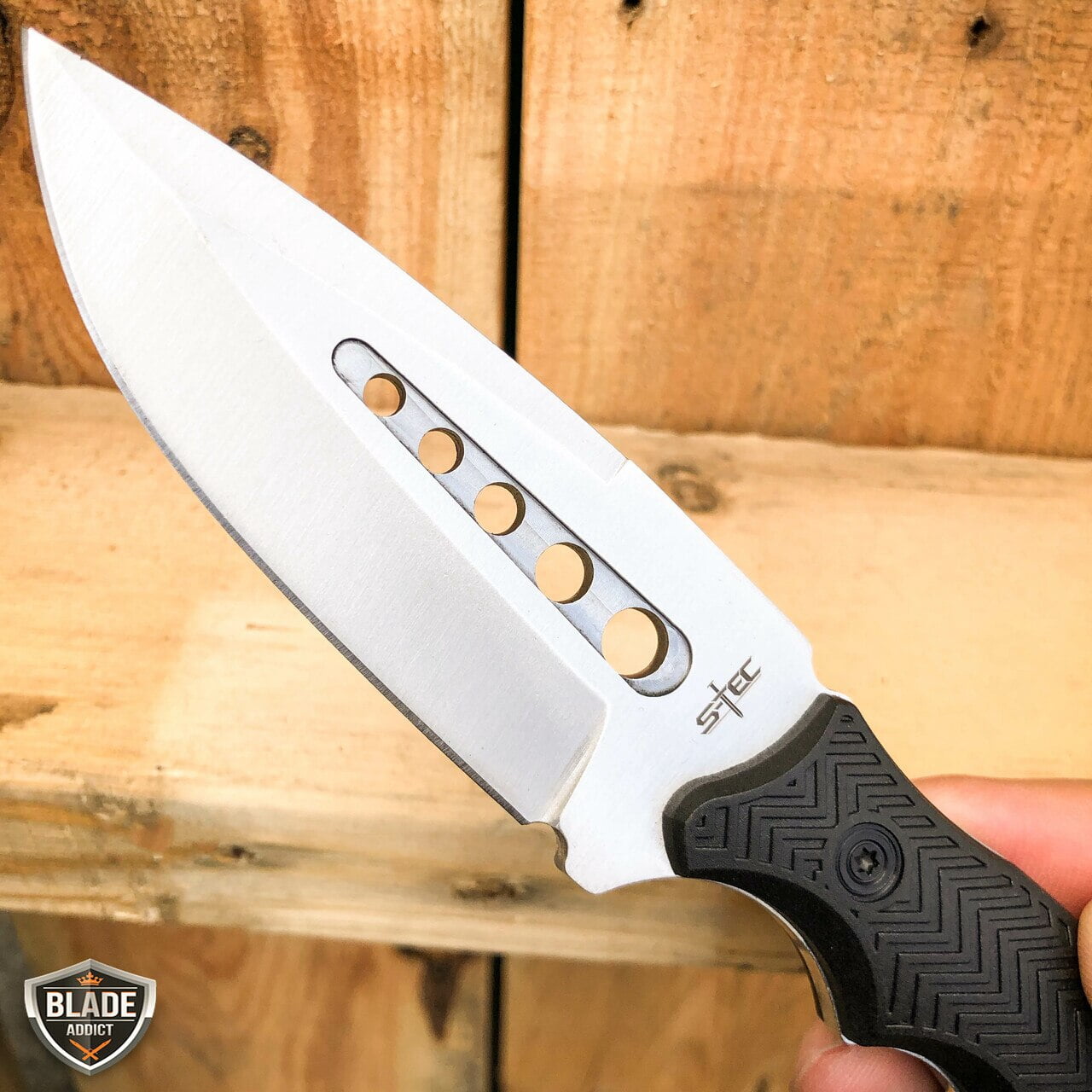 8.5" Fixed Blade Hunting Knife with Paddle ABS Belt Loop Holster Sheath