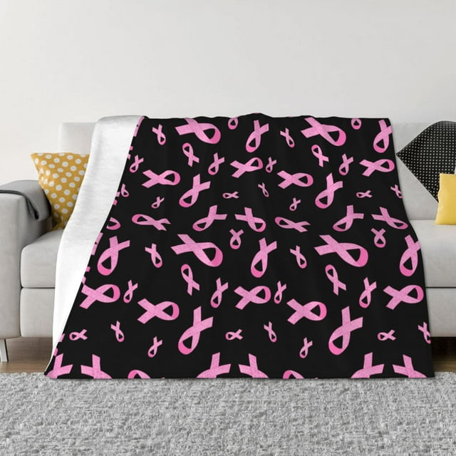 Sikiie Couverture en Flanelle Imprimée Sensibilisation au Cancer du Sein, Anti-Rides et Anti-Rétrécissement, Couverture en Peluche, Ameublement pour la Maison Adaptée aux Lits, Canapés, Voyage-80"x60 Pouces