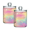 thumbnail image 2 of 4 Pack Colorful Bubbles Qtip Holder Dispenser Clear Plastic Storage Apothecary Jars for Cotton Swabs Balls Pads Floss, 2 of 7
