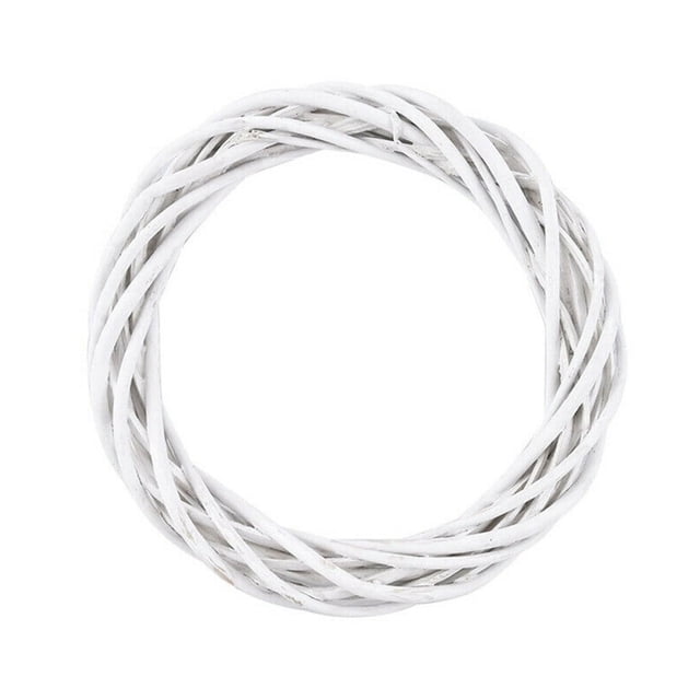 Bewildely Guirnalda blanca de mimbre de ratán, anillo de vid, guirnalda colgante de Navidad, decoración DIY Kits de decoración para fiestas blanco 20 centímetros
