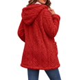 thumbnail image 2 of Fleece Jacket for Women Hooded Sherpa Jacket Button Down Cable Knit Long Sleeve Fall Winter Warm Coat with Pockets, 2 of 7