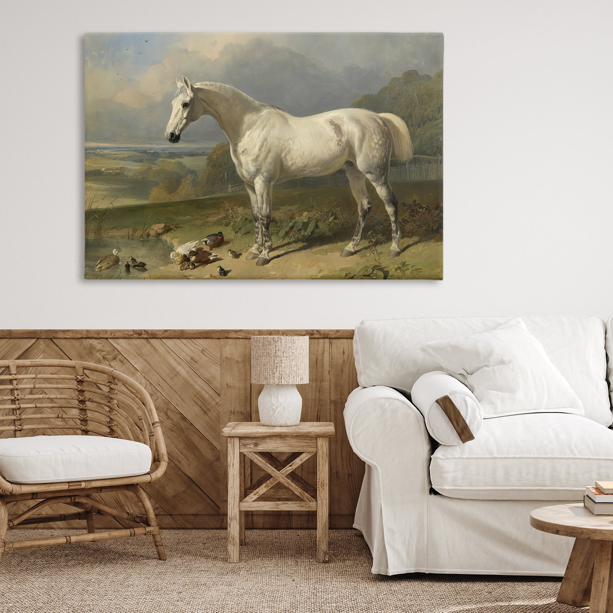 Stupell Industries Grey Horse And Ducks In Landscape Canvas Wall Art, design by Tina LeCour