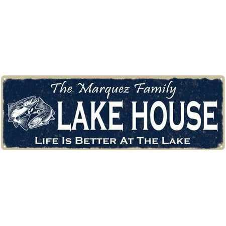 The Marquez Family Lake House Sign 6x18 Metal Fishing Cabin Decor 206180101357 This Decks Docks Flip Flops Sign Would Be Perfect For Your Lake Or Beach House Decor Measures 15x9 And Is Painted In C White All Of