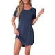 thumbnail image 1 of Camisón T-shirt de mujer Inspire Chic, vestido de pijama, colorido, a rayas, de manga corta, camisón, talla XS, azul marino, 1 of 6