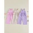 thumbnail image 3 of BemeyourBBs Toddler Baby Girls Striped Overall Romper Cute Infant Baby Girl Summer Clothes Stripe Print Sleeveless Ruffled Wide Legs Long Pants One Piece Jumpsuit, 3 of 9