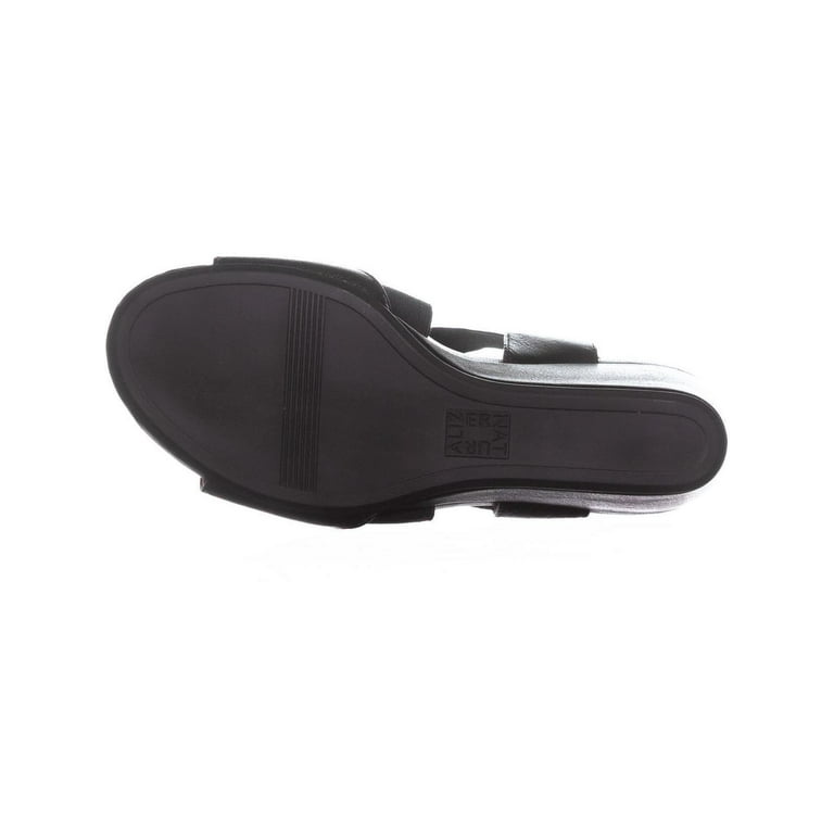 Womens naturalizer Cleo Wedge Strappy Sandals Black Leather 8.5