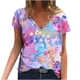 thumbnail image 1 of Blusa estampada de verano para mujer, camisetas casuales de manga corta con cuello en V, camisetas Pompotops  hkajfhjk472796, 1 of 5