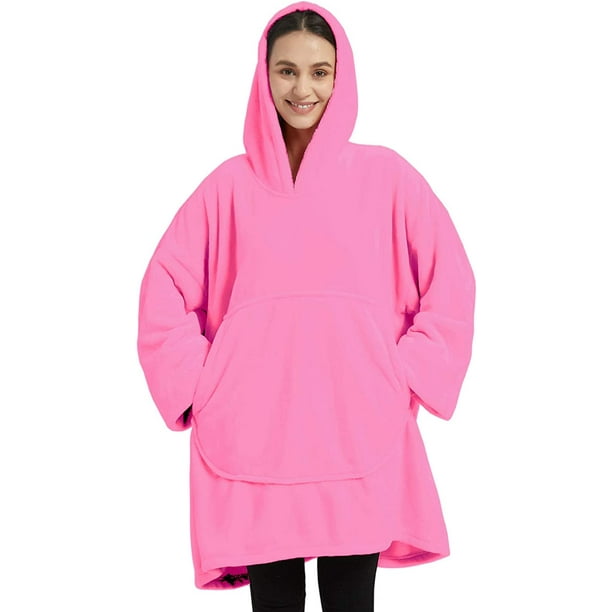 HHHC Blanket Sweatshirt Oversized Soft Plush Wearable Hoodie Blankets for Adults Women Men Rose Pink 35 Walmart