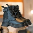 thumbnail image 3 of Chenyee Toddler Boys Girls Classic Hiking Combat Boots Leather Kids High Top Non Slip Casual Shoes, 3 of 7