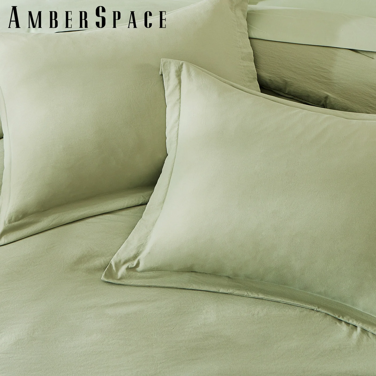 Amberspace Prewashed fabric 7-piece Bed in a Bag Comforter Set with Sheets,Sage green,King