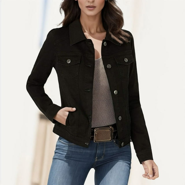 SHIXIAOO Veste en Jean pour Femmes Veste Ajustée Veste Courte en Jean pour Femmes Veste en Jean Léopard pour Femmes